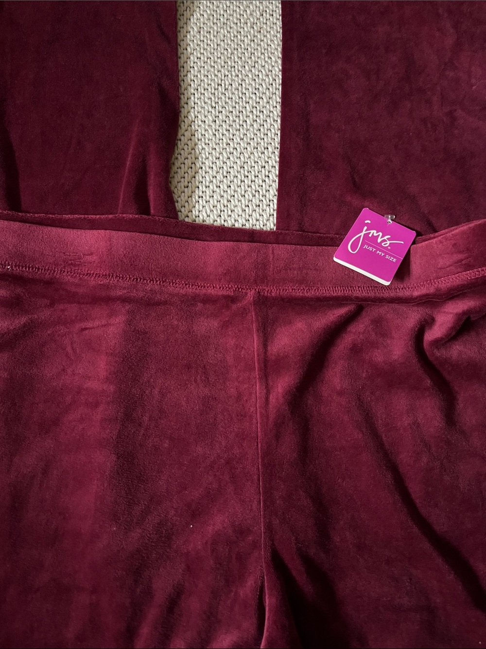 Pants Just My Size womens new size 4X(26W/28W) velour merlot cotton polyester - Picture 2 of 2